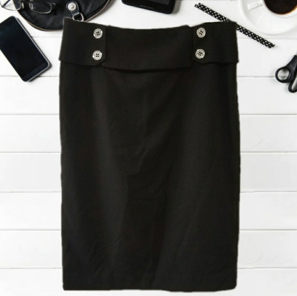 Black Pencil Skirt w/ Sailor buttons - Picture 1 of 5